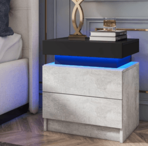 Top 20 Must-Have Must-Have Smart Bed Tables for Ultimate Comfort and Convenience of 2024 10 HOMMPA LED Nightstand Grey Matte Bedside Table with Led Lights