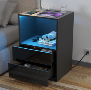 Top 20 Must-Have Must-Have Smart Bed Tables for Ultimate Comfort and Convenience of 2024 14 HOMMPA Open Shelf LED Nightstand with Charging Station