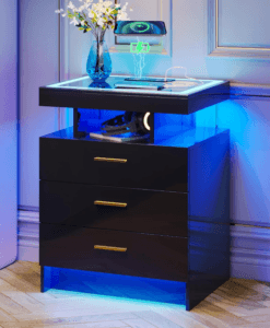 Top 20 Must-Have Must-Have Smart Bed Tables for Ultimate Comfort and Convenience of 2024 21 Lvifur LED Nightstand with Wireless Charging Station