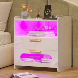 Top 20 Must-Have Must-Have Smart Bed Tables for Ultimate Comfort and Convenience of 2024 3 dnbss RGB Nightstand with Charging Station